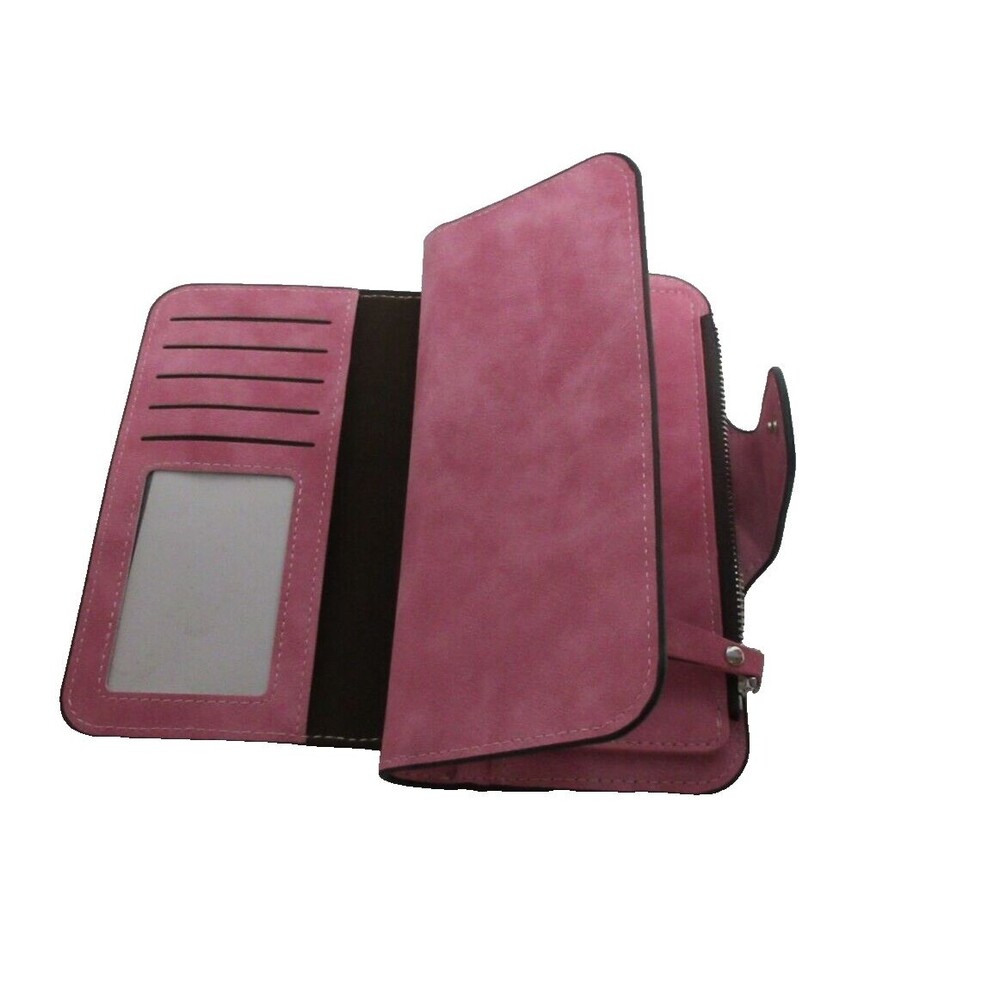 Large Rose Red Ladies Leather Wallet Long Purse Phone Card Holder Case Clutch - Picture 6 of 6